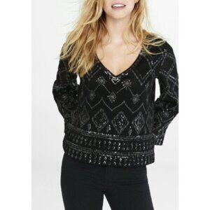 Black Sequin Express Top